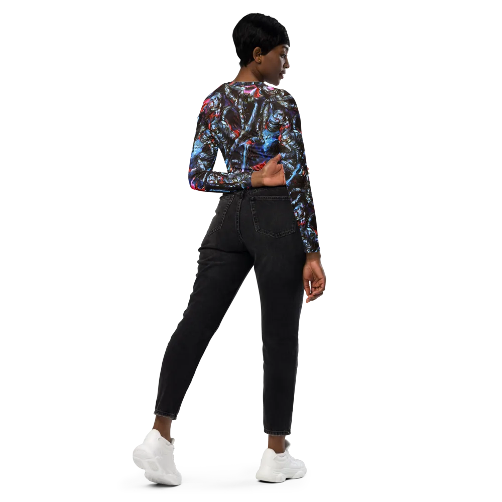 Blackwater Riot on Long Sleeve Crop Top — Right Back