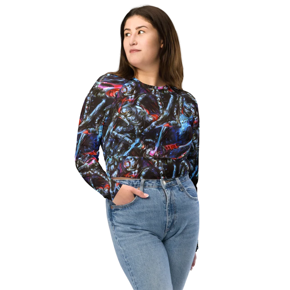 Blackwater Riot on Long Sleeve Crop Top — Front