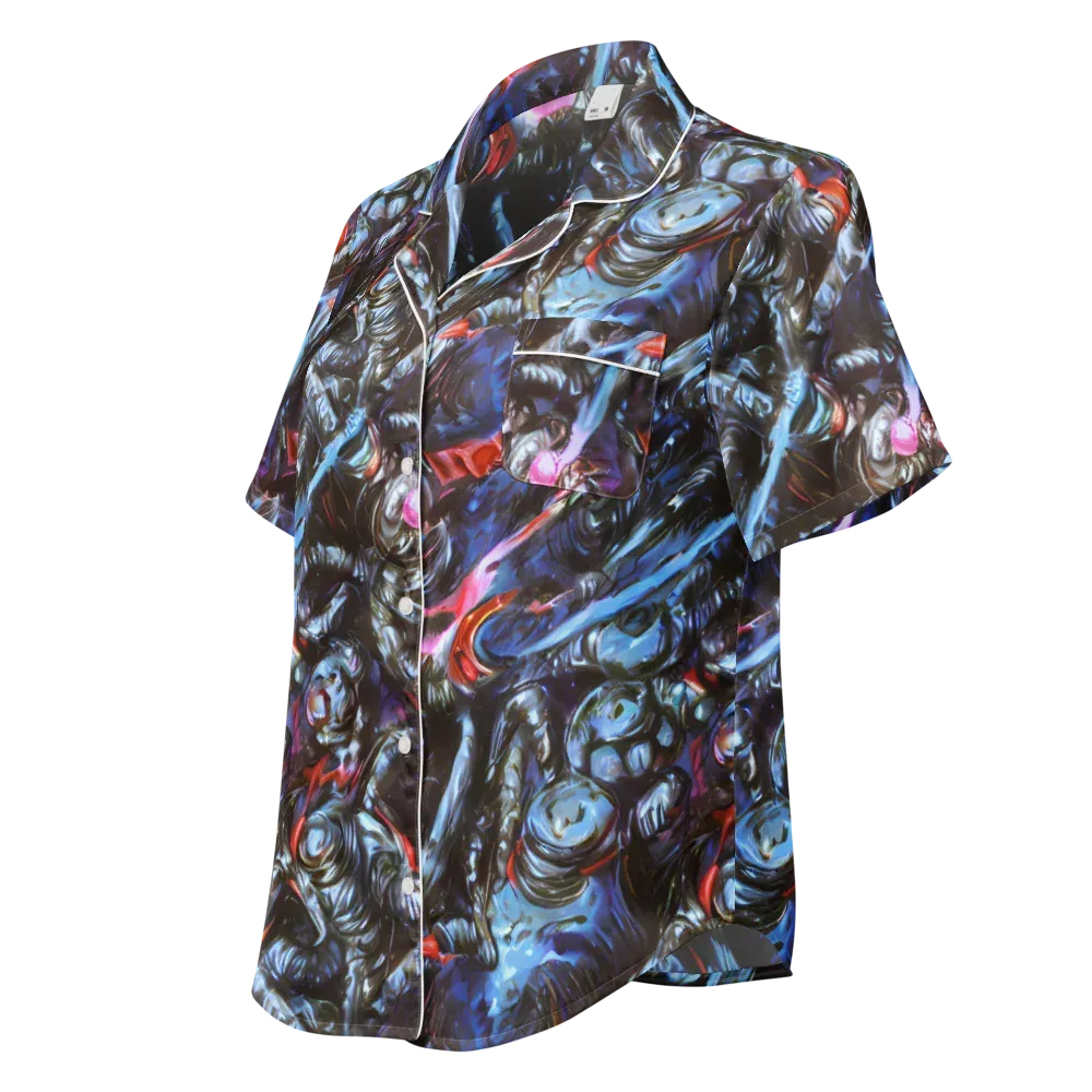 Blackwater Riot on Women's Short Sleeve Pajama Top — Left Front