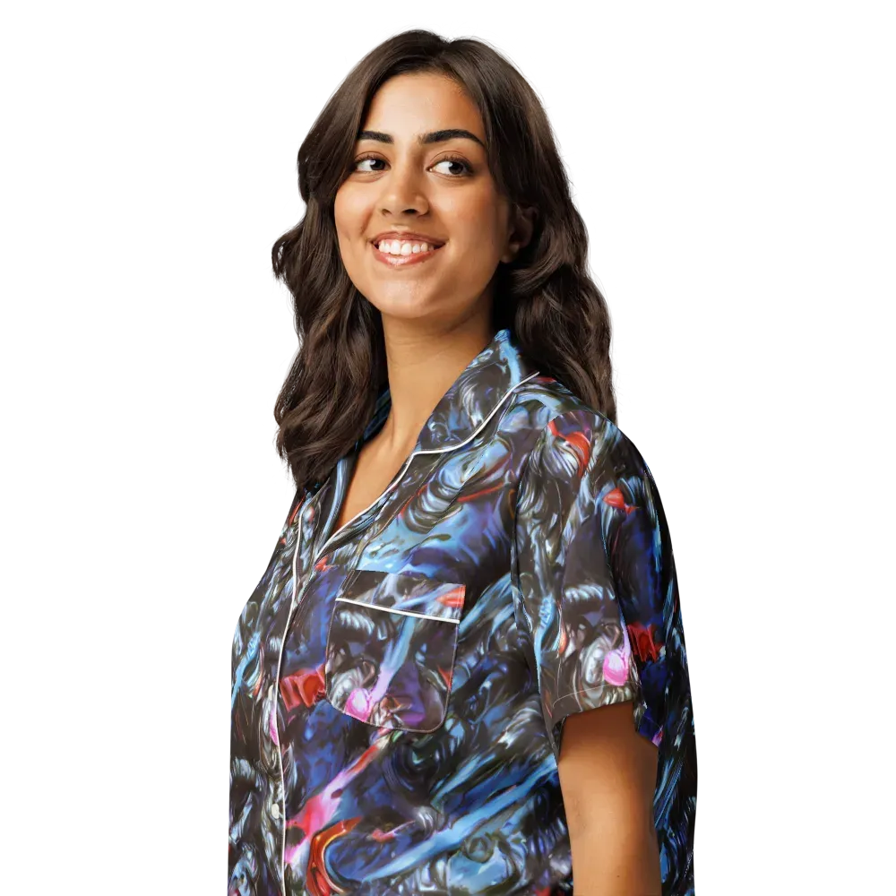 Blackwater Riot on Women's Short Sleeve Pajama Top — Left Front