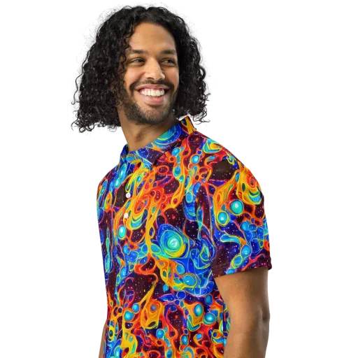 Stellar Fluid on a Men's Slim Fit Polo Shirt