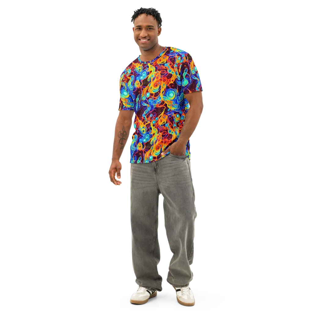 Stellar Fluid on Men's Cotton Crew Neck T-Shirt — Front