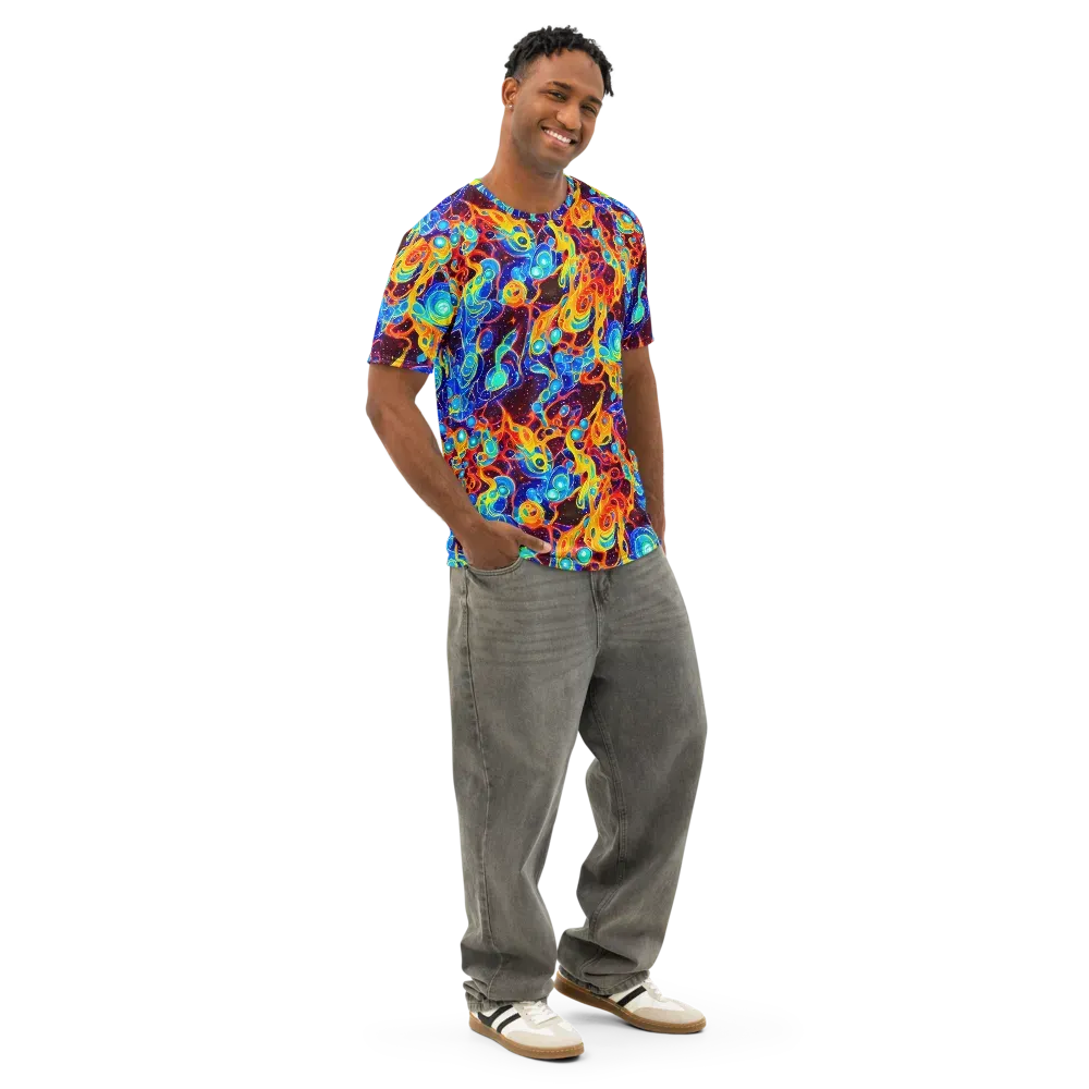 Stellar Fluid on Men's Cotton Crew Neck T-Shirt — Right Front