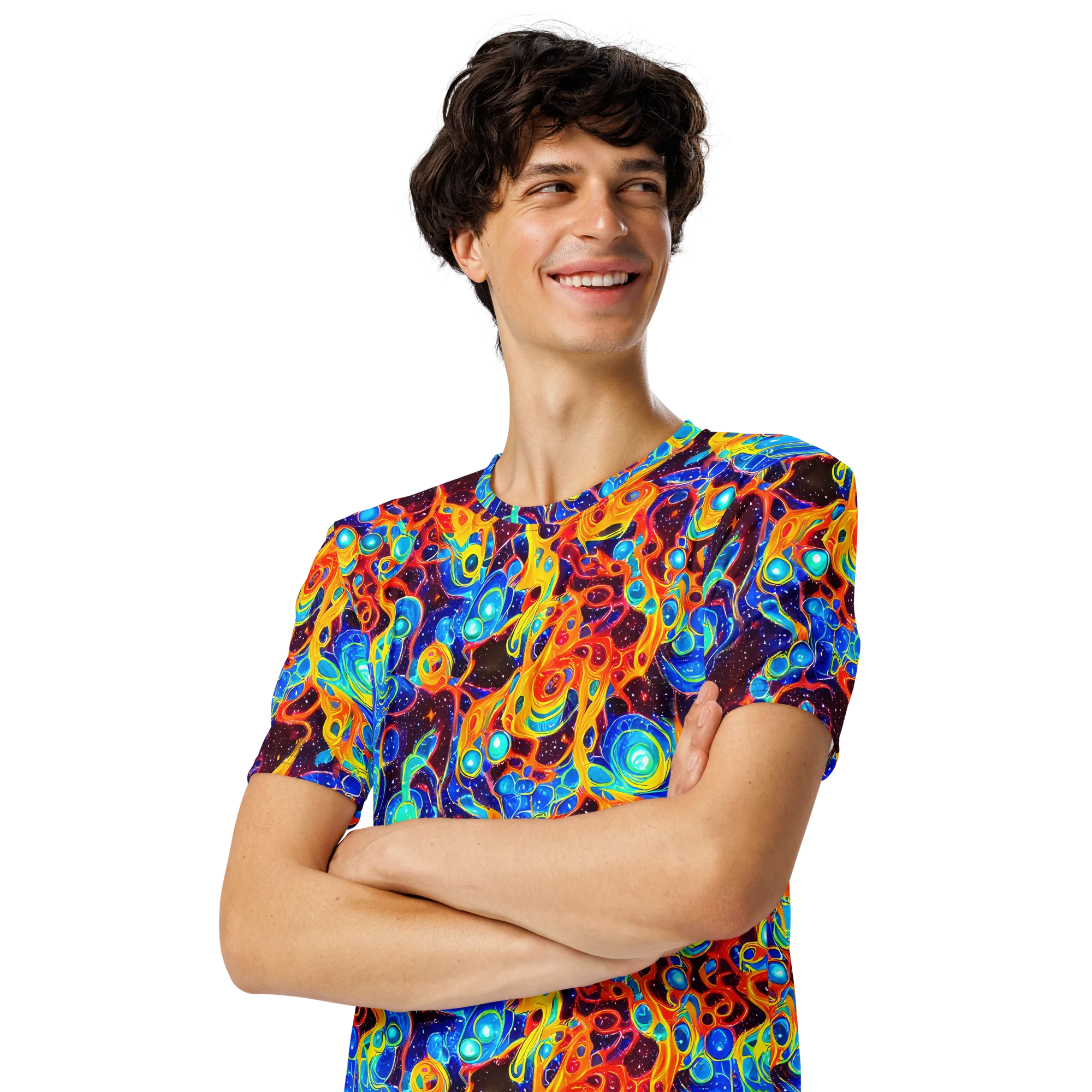 Stellar Fluid on Men's Crew Neck T-Shirt — Left Front