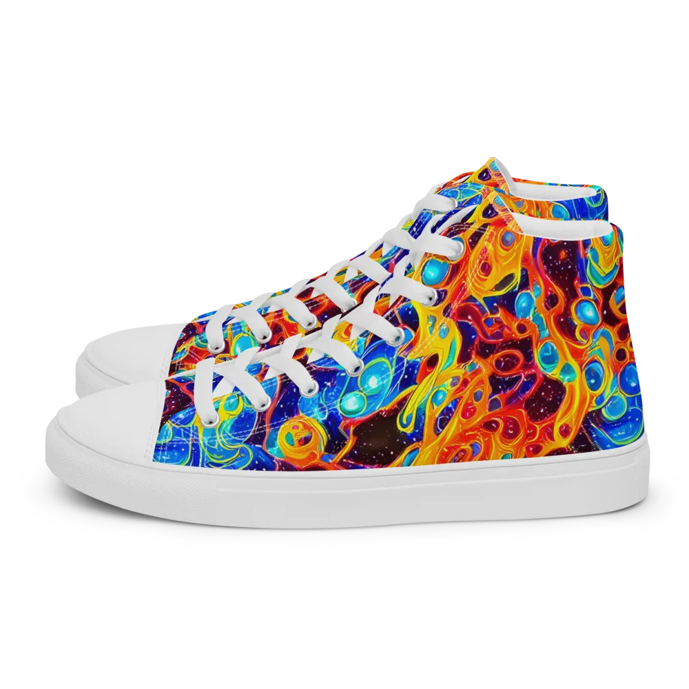 Stellar Fluid on Men's High Top Canvas Shoes — Left