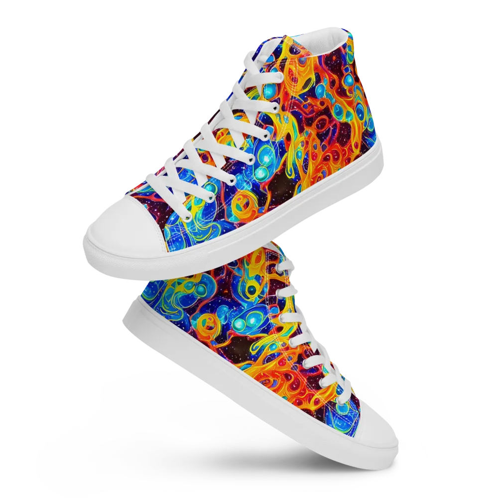 Stellar Fluid on Men's High Top Canvas Shoes — Front