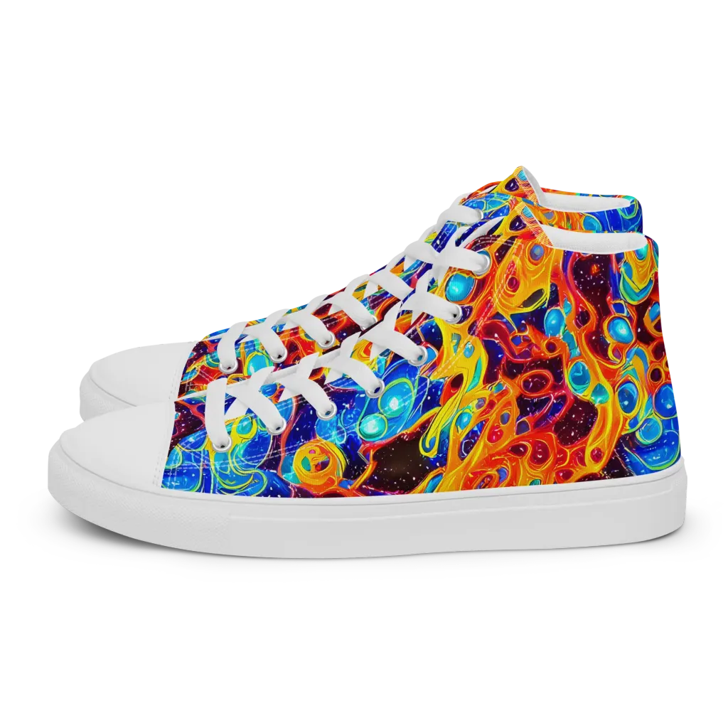 Stellar Fluid on Women's High Top Canvas Shoes — Left