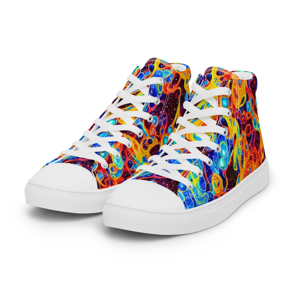 Stellar Fluid on Women's High Top Canvas Shoes — Left Front