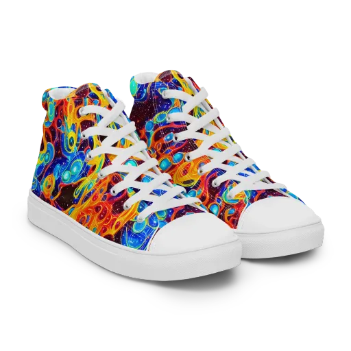 Stellar Fluid on a Women's High Top Canvas Shoes
