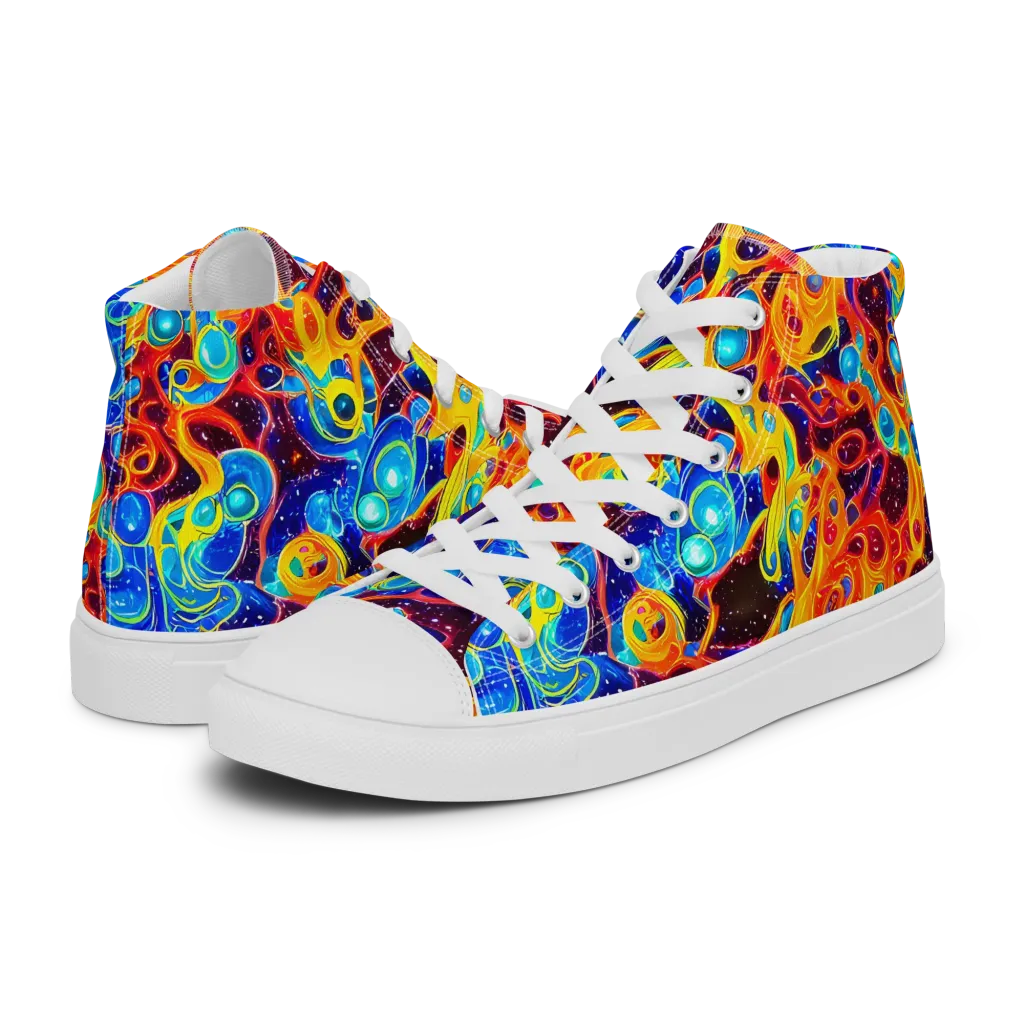 Stellar Fluid on Women's High Top Canvas Shoes — Left