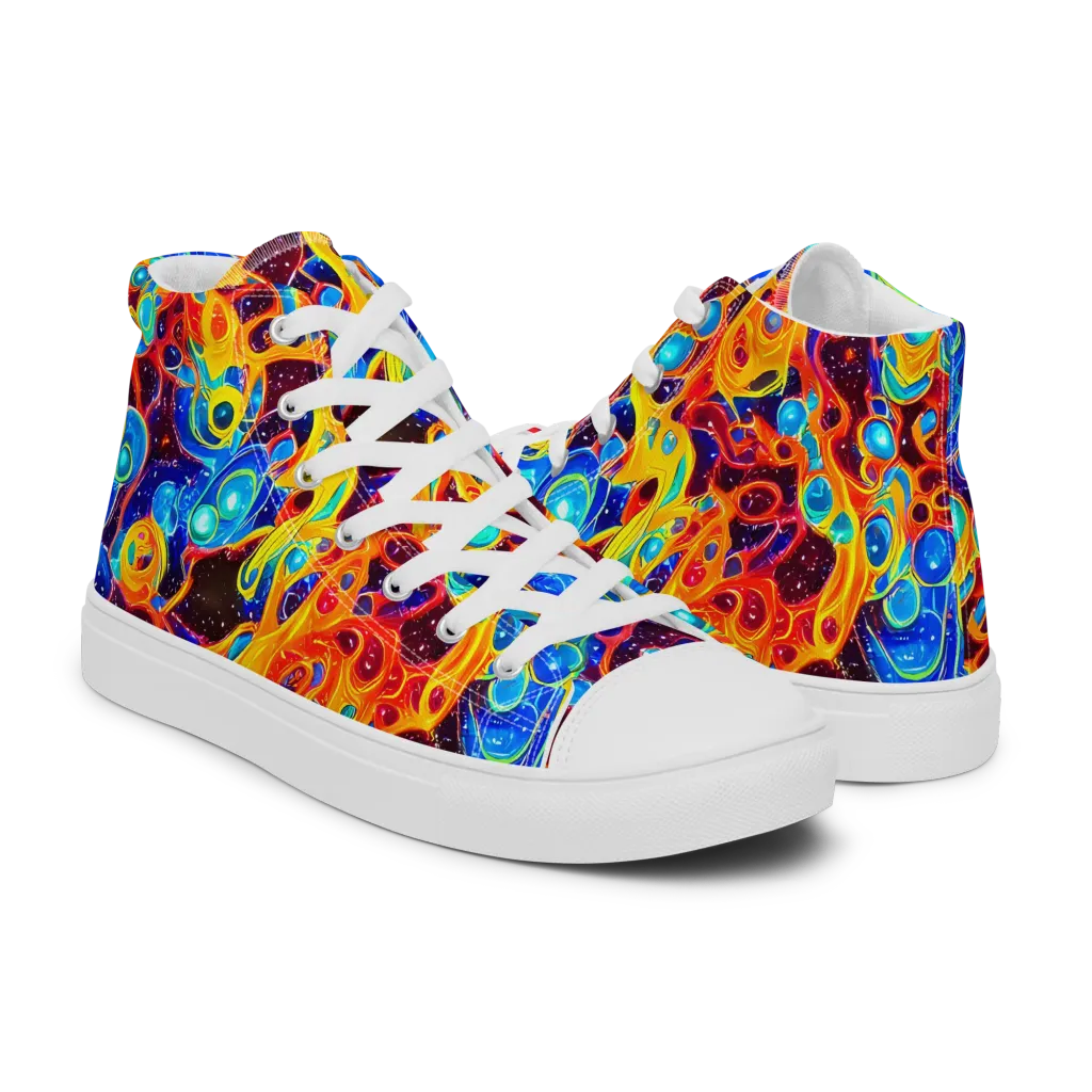 Stellar Fluid on Women's High Top Canvas Shoes — Right
