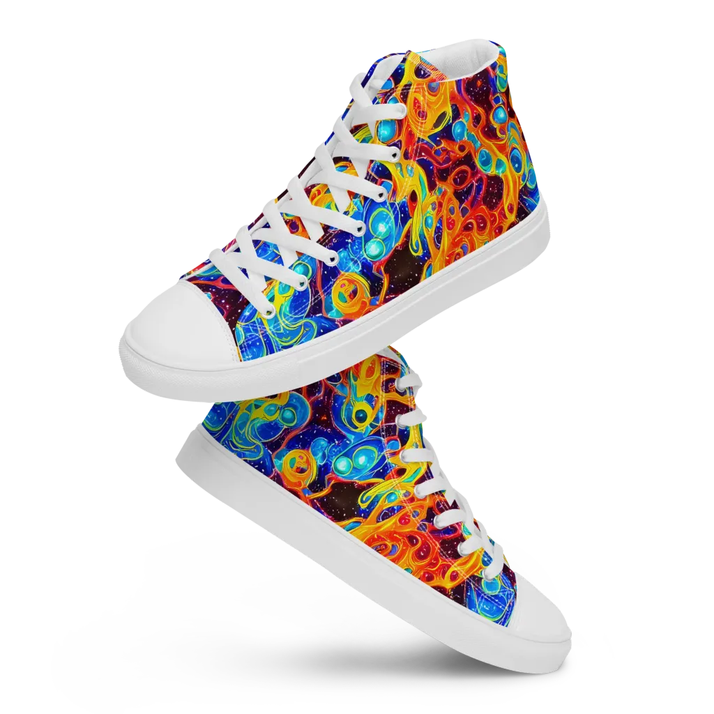 Stellar Fluid on Women's High Top Canvas Shoes — Front