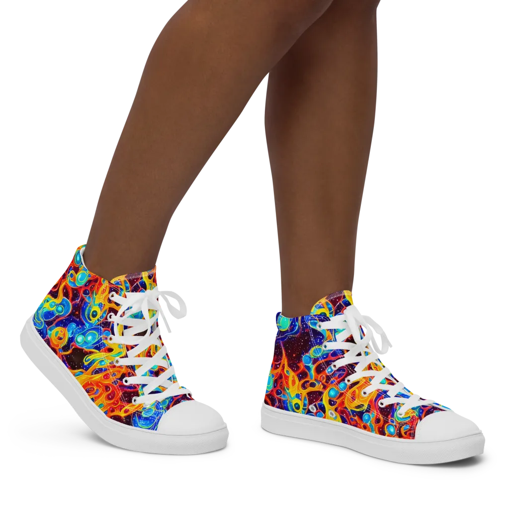 Stellar Fluid on Women's High Top Canvas Shoes — Right