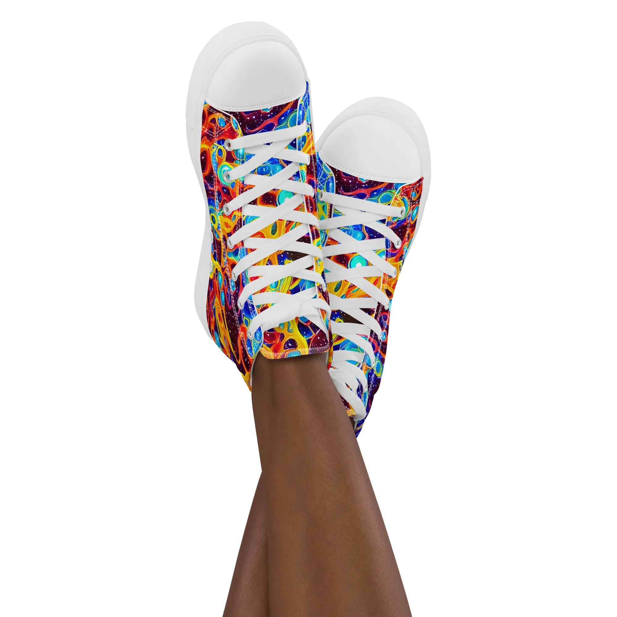 Stellar Fluid on Women's High Top Canvas Shoes — Front