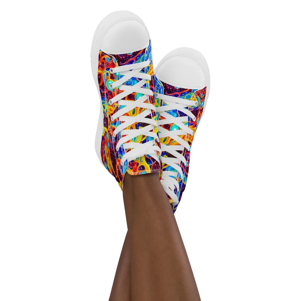 Stellar Fluid on Women's High Top Canvas Shoes — Front