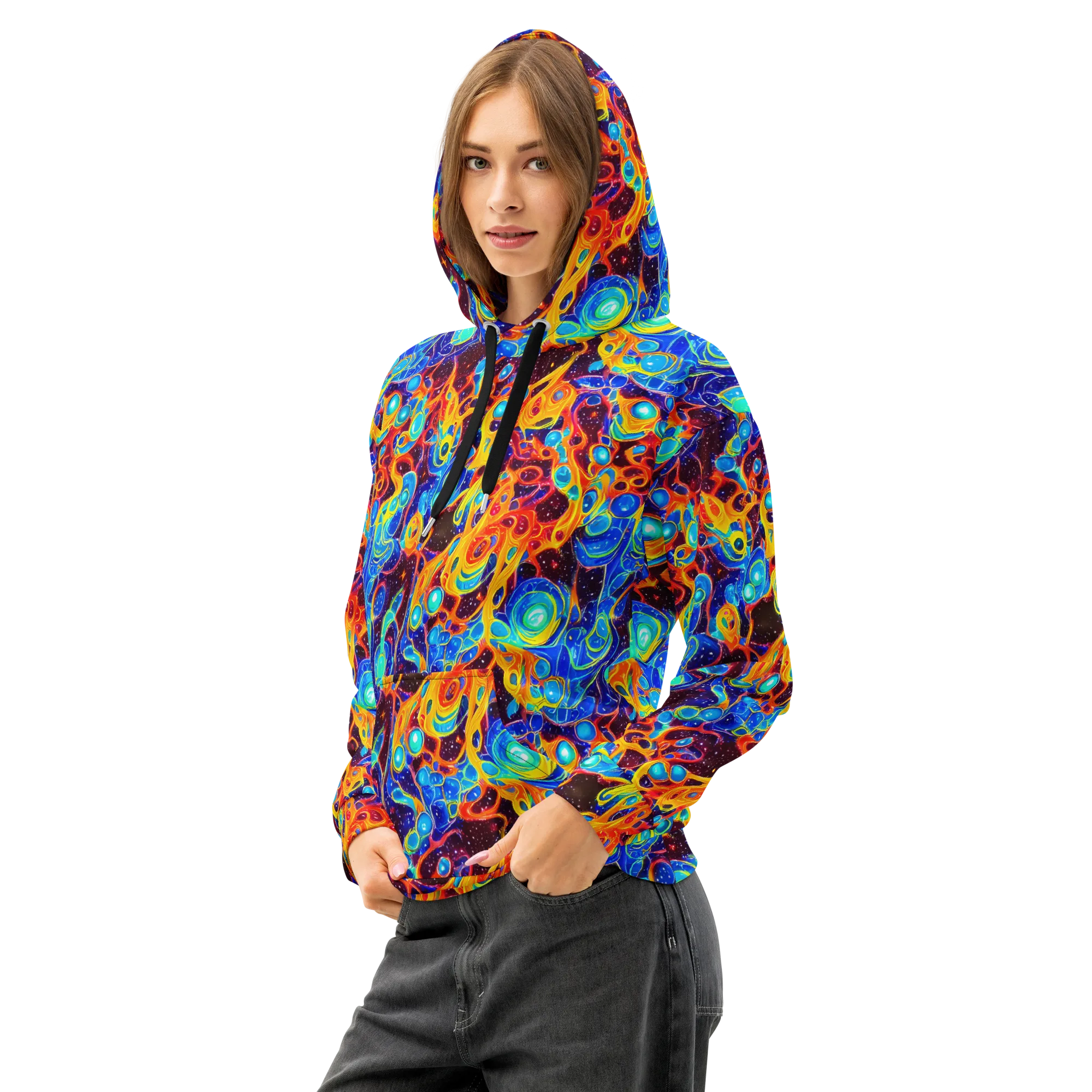 Stellar Fluid on Cotton Hoodie — Left Front