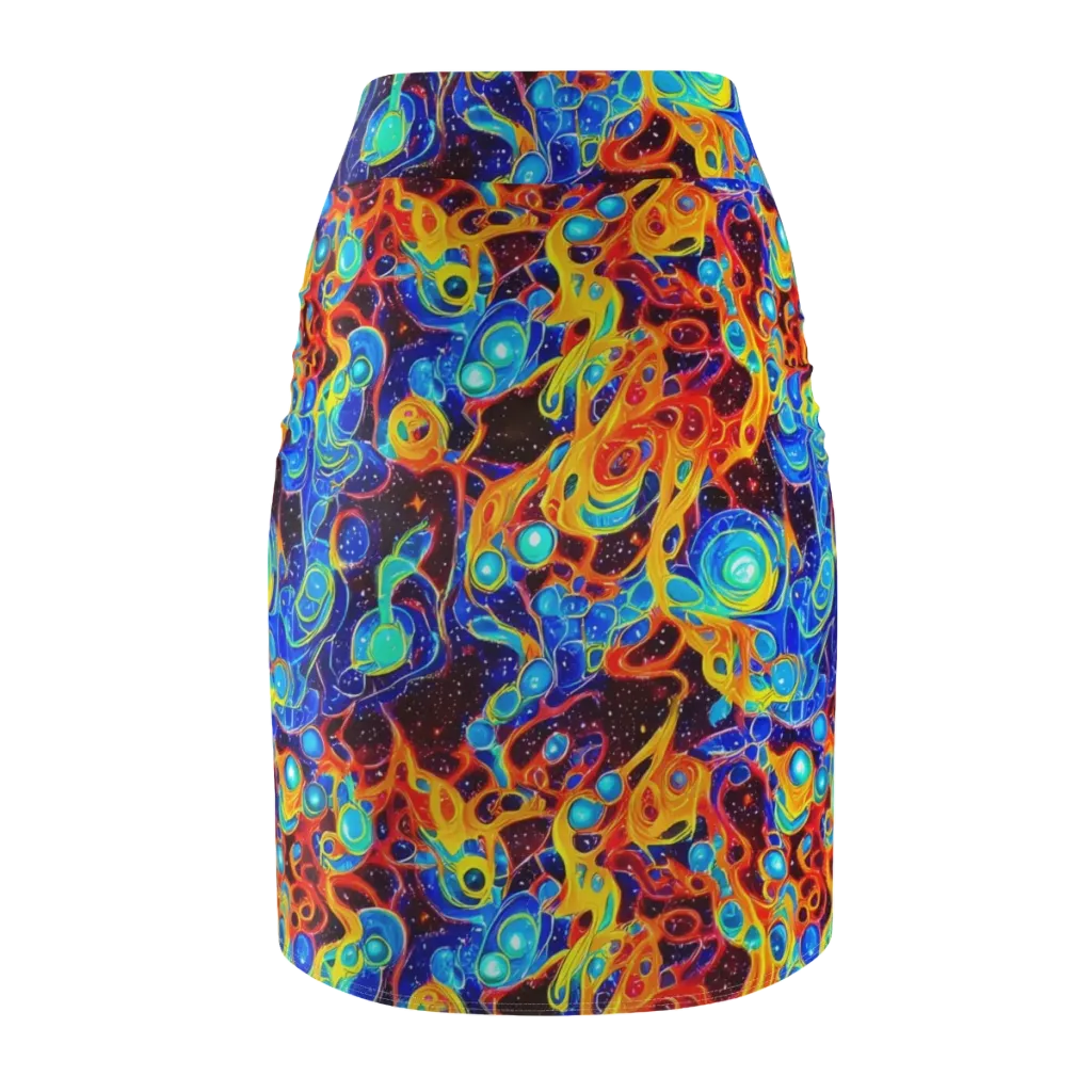 Stellar Fluid on Pencil Skirt — Back