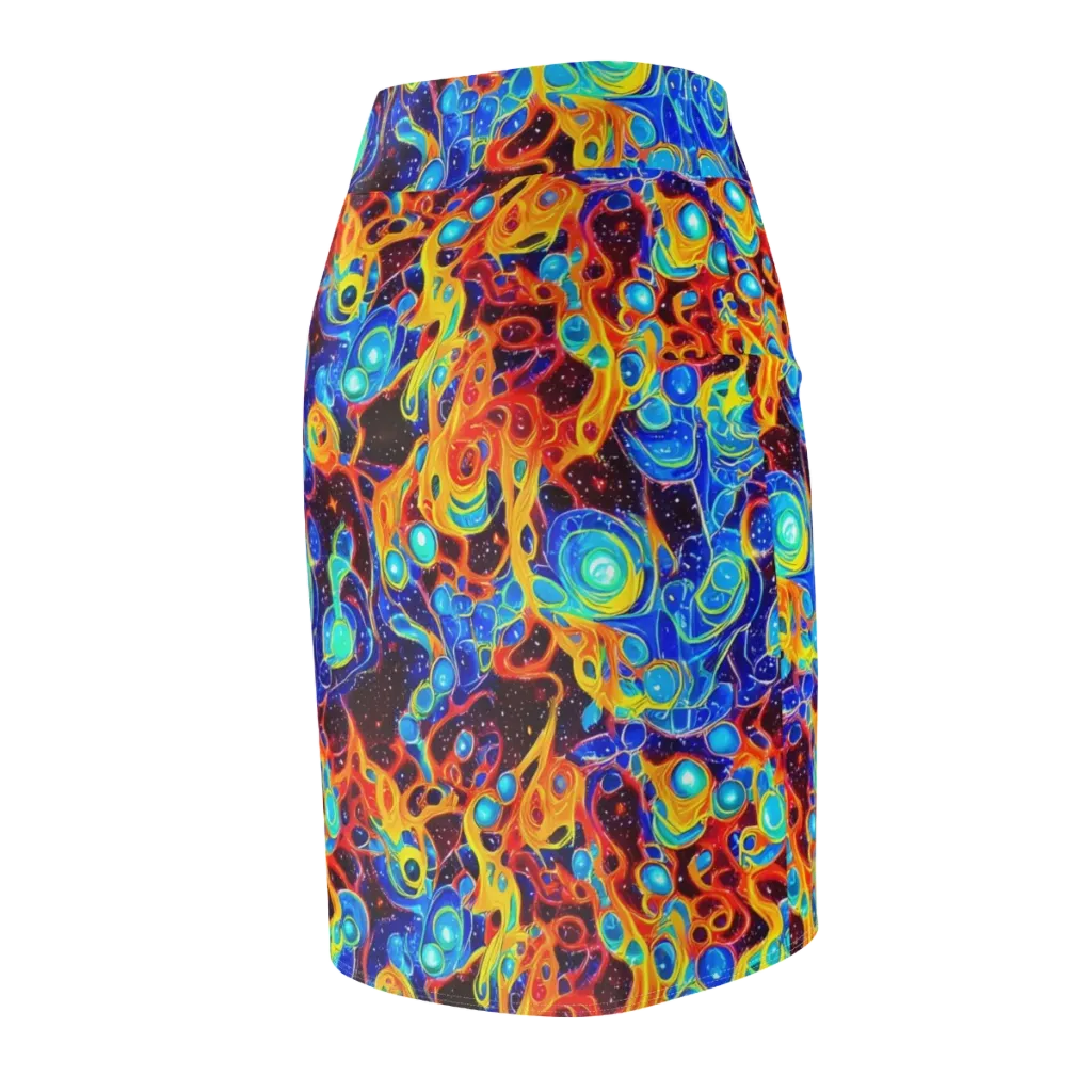 Stellar Fluid on Pencil Skirt — Back Side