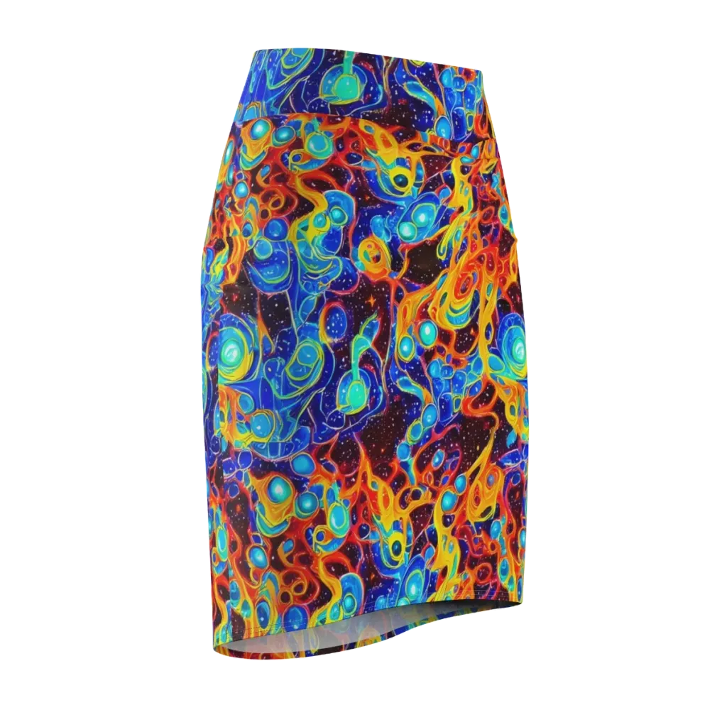 Stellar Fluid on Pencil Skirt — Front Side