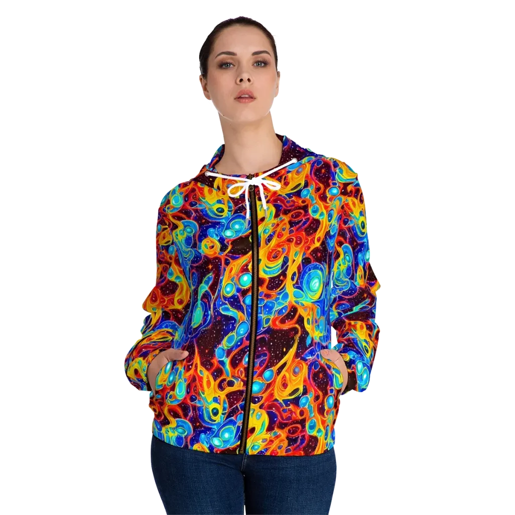 Stellar Fluid on Women's Full-Zip Hoodie — Front On Person