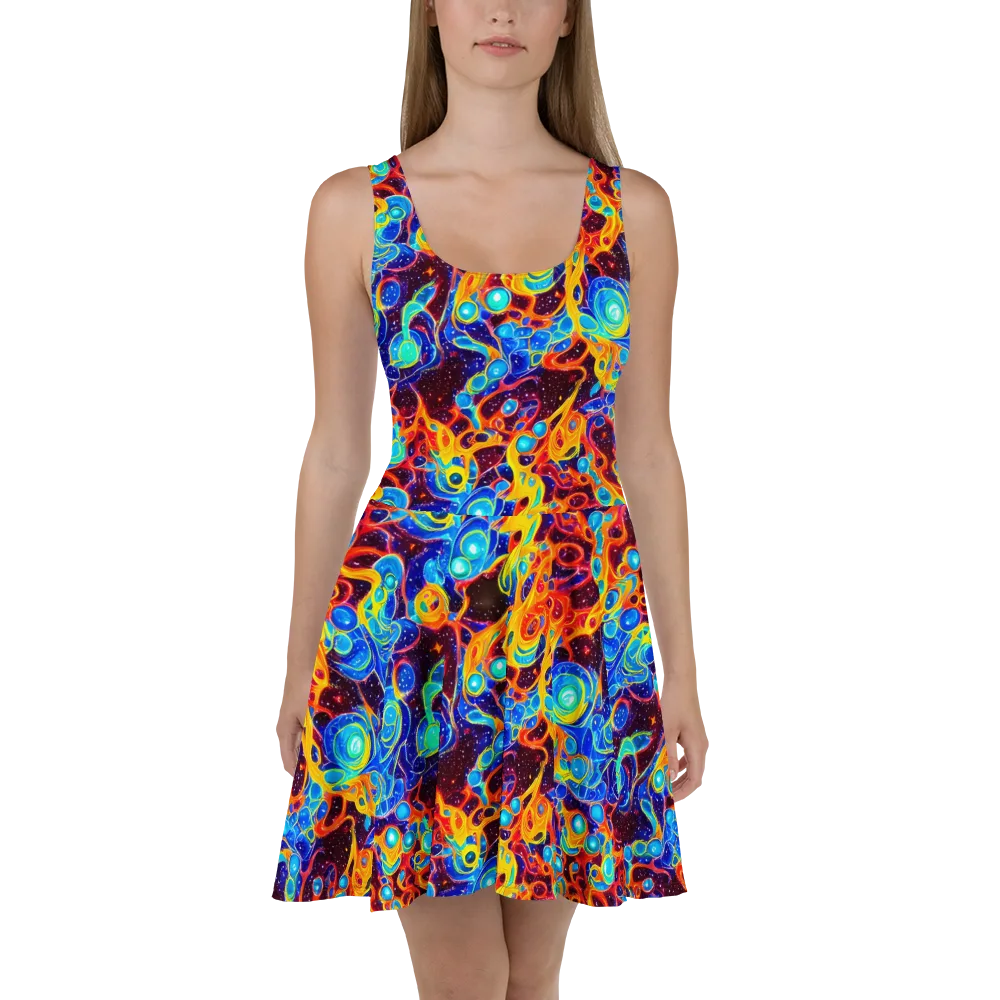 Stellar Fluid on Skater Dress — Front
