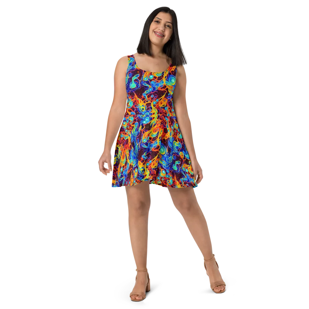 Stellar Fluid on Skater Dress — Front