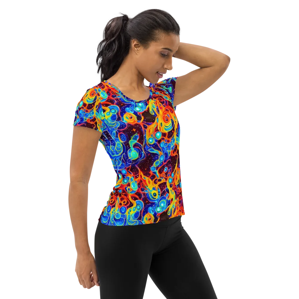 Stellar Fluid on Women's Athletic T-Shirt — Right