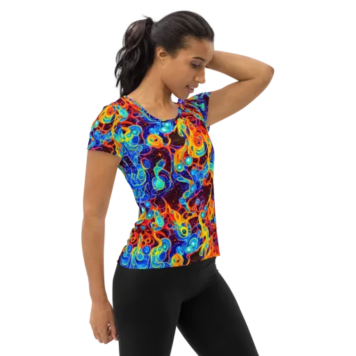 Stellar Fluid on a Women's Athletic T-Shirt