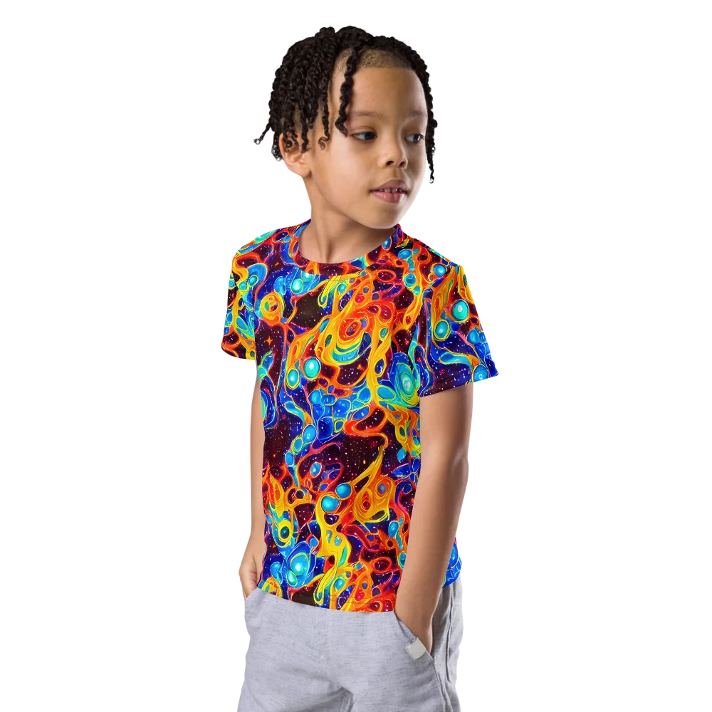 Stellar Fluid on Kids Crew Neck T-Shirt — Left Front