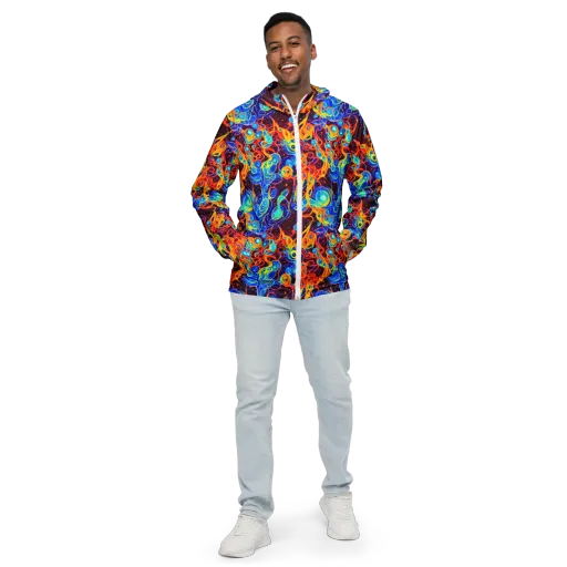 Stellar Fluid on a Men's Windbreaker