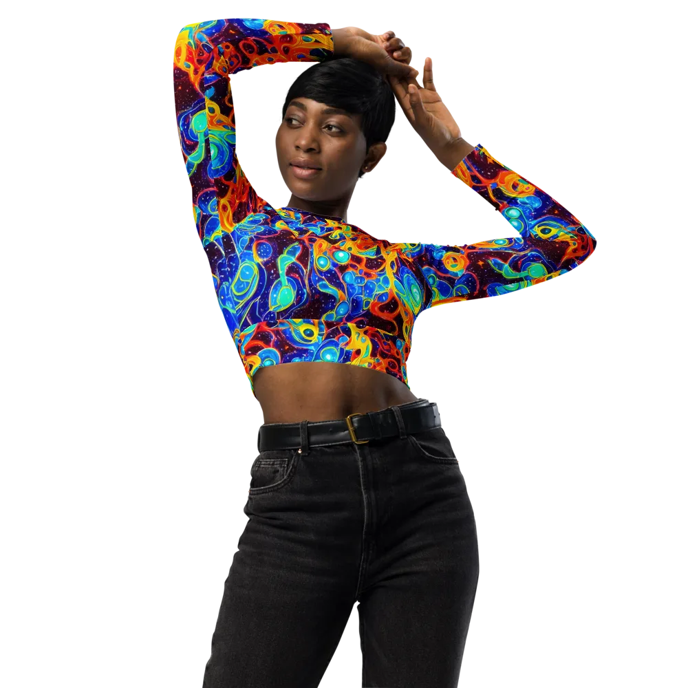 Stellar Fluid on Long Sleeve Crop Top — Front