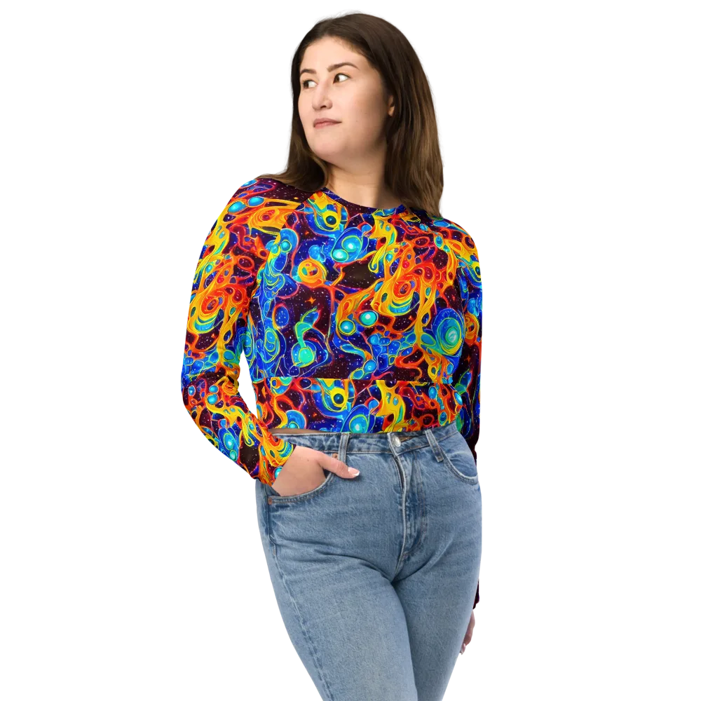 Stellar Fluid on Long Sleeve Crop Top — Front