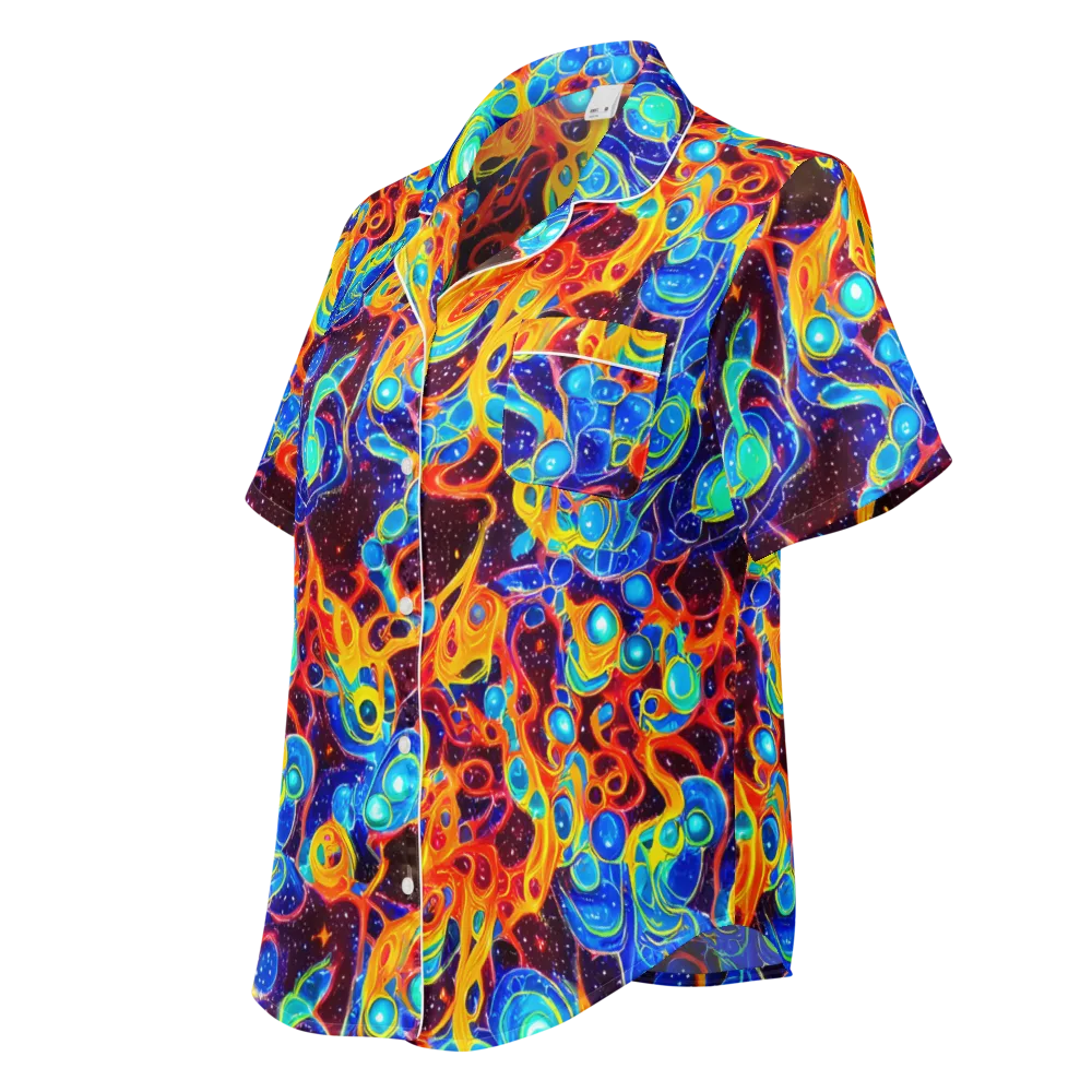Stellar Fluid on Women's Short Sleeve Pajama Top — Left Front
