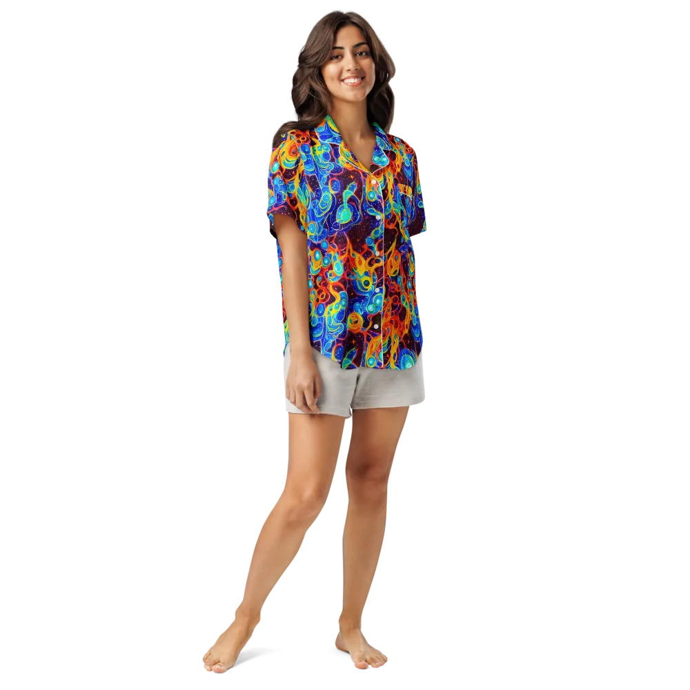 Stellar Fluid on Women's Short Sleeve Pajama Top — Front