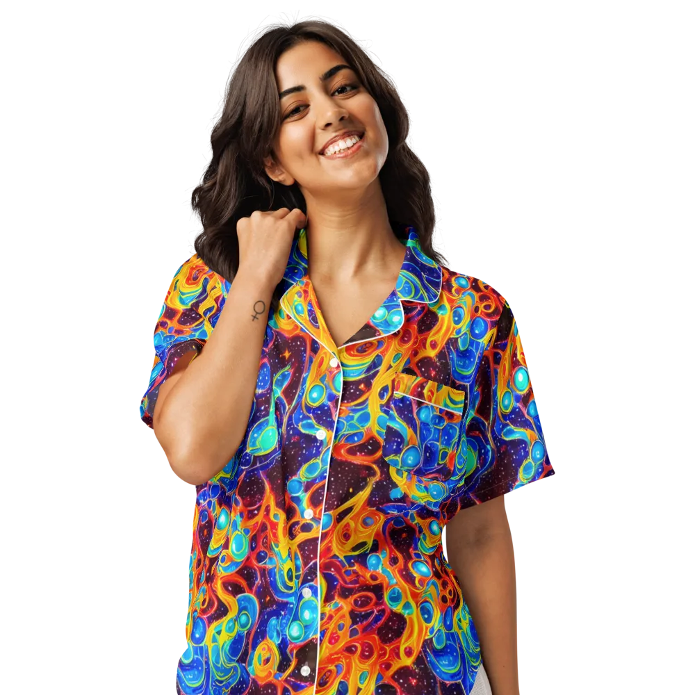 Stellar Fluid on Women's Short Sleeve Pajama Top — Front