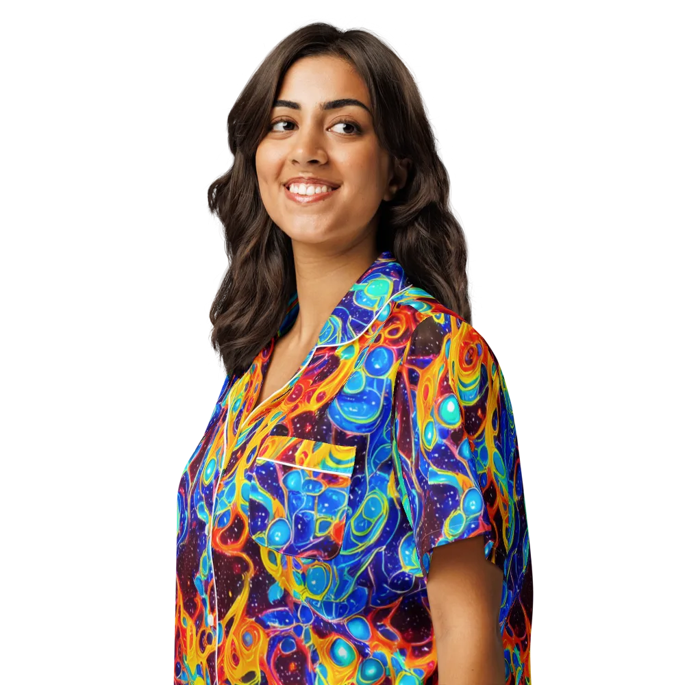 Stellar Fluid on Women's Short Sleeve Pajama Top — Left Front