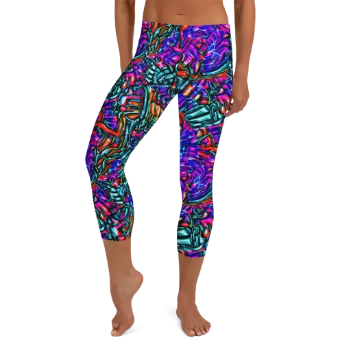 Electric Bamboo Nocturne on a Capri Leggings