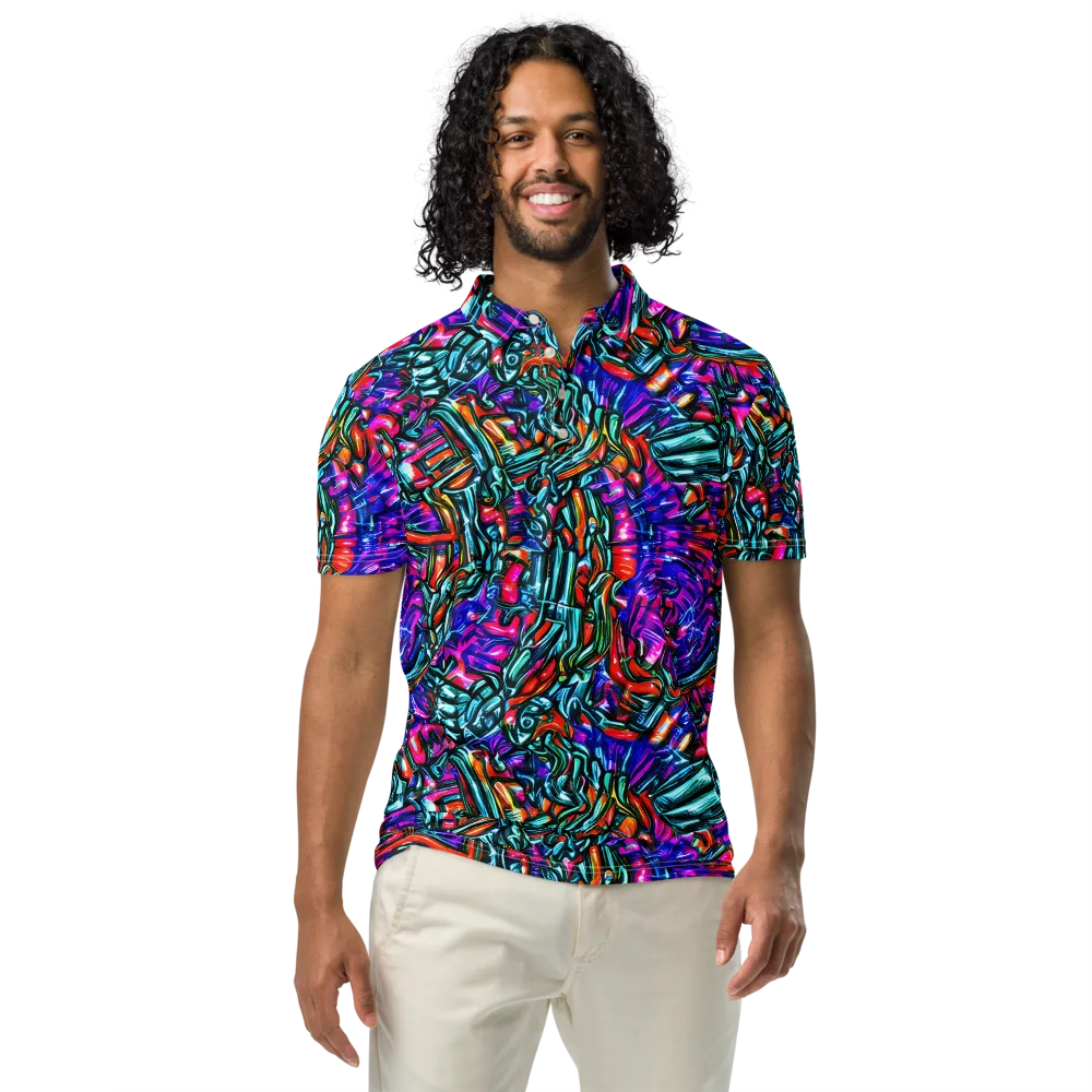 Electric Bamboo Nocturne on Men's Slim Fit Polo Shirt — Front