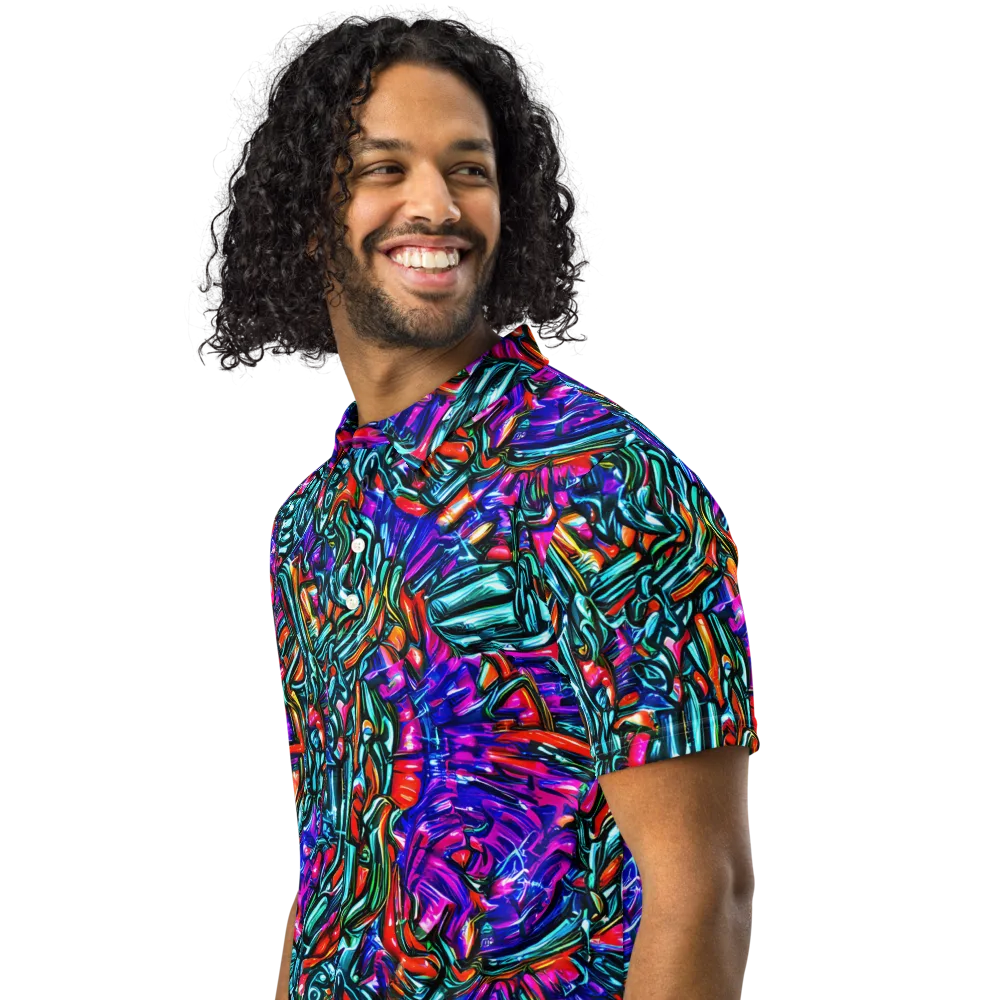 Electric Bamboo Nocturne on Men's Slim Fit Polo Shirt — Left Front