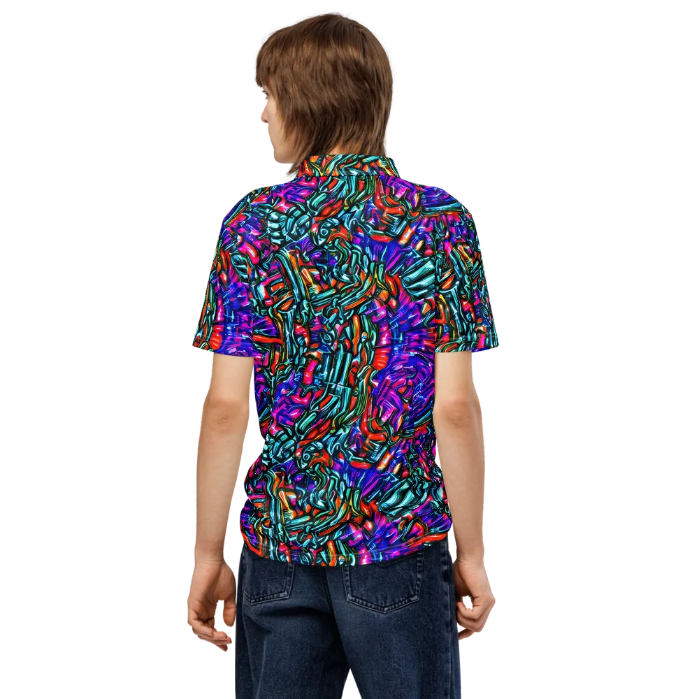 Electric Bamboo Nocturne on Men's Slim Fit Polo Shirt — Back
