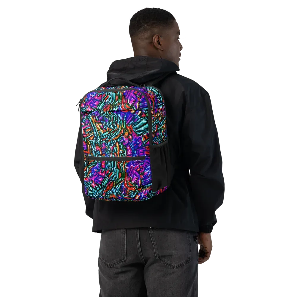 Electric Bamboo Nocturne on Utility Backpack — Back