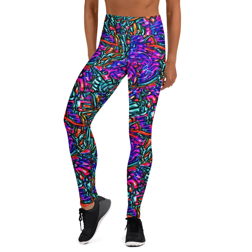 Electric Bamboo Nocturne on Yoga Leggings — Front