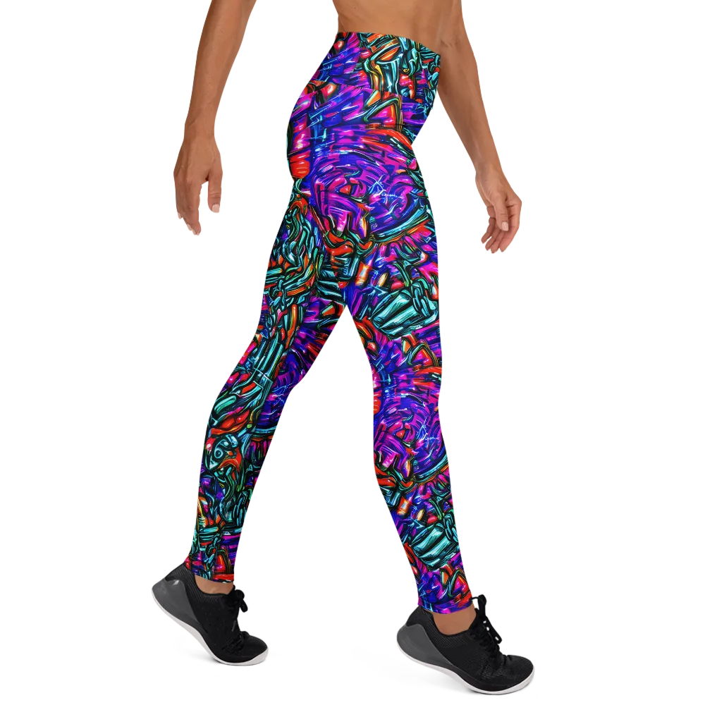 Electric Bamboo Nocturne on Yoga Leggings — Right