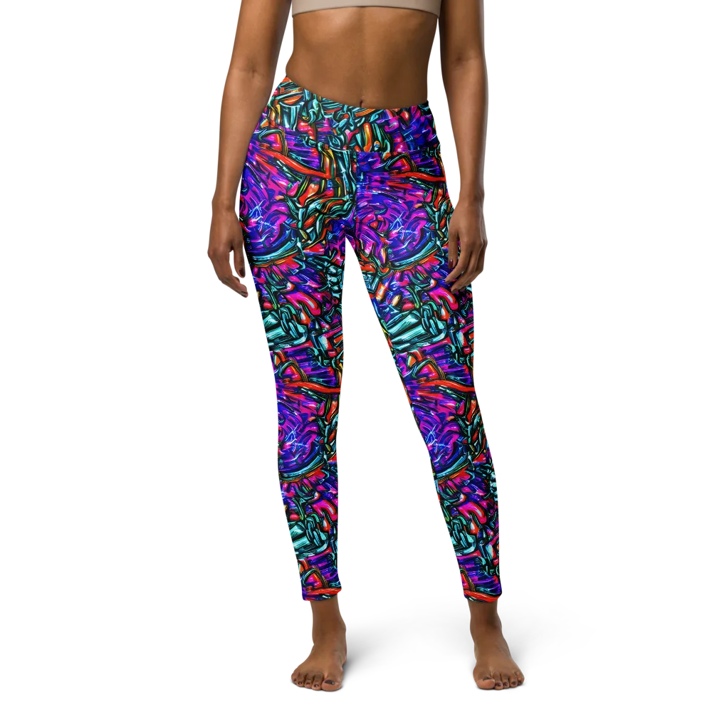 Electric Bamboo Nocturne on Yoga Leggings — Front