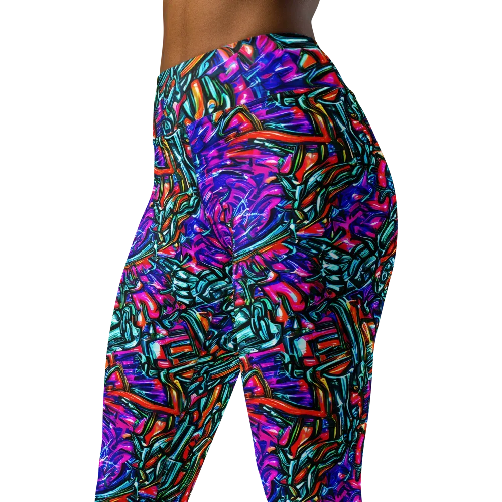Electric Bamboo Nocturne on Yoga Leggings — Left Front