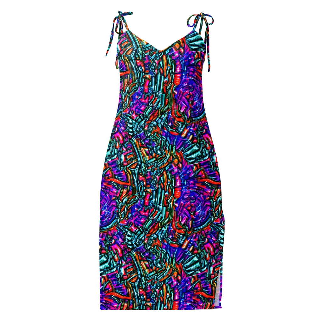 Electric Bamboo Nocturne on Slip Dress — Front