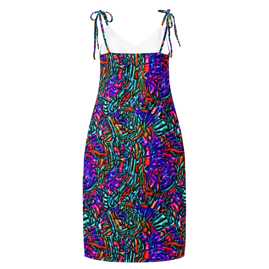 Electric Bamboo Nocturne on Slip Dress — Back