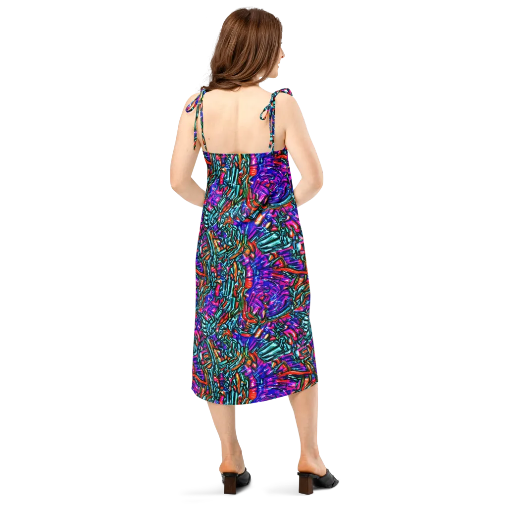 Electric Bamboo Nocturne on Slip Dress — Back