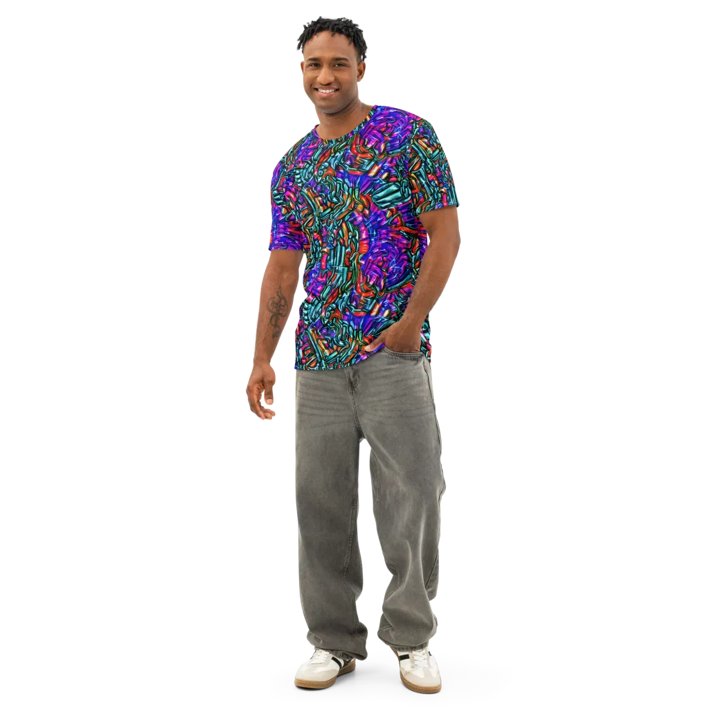 Electric Bamboo Nocturne on Men's Cotton Crew Neck T-Shirt — Front