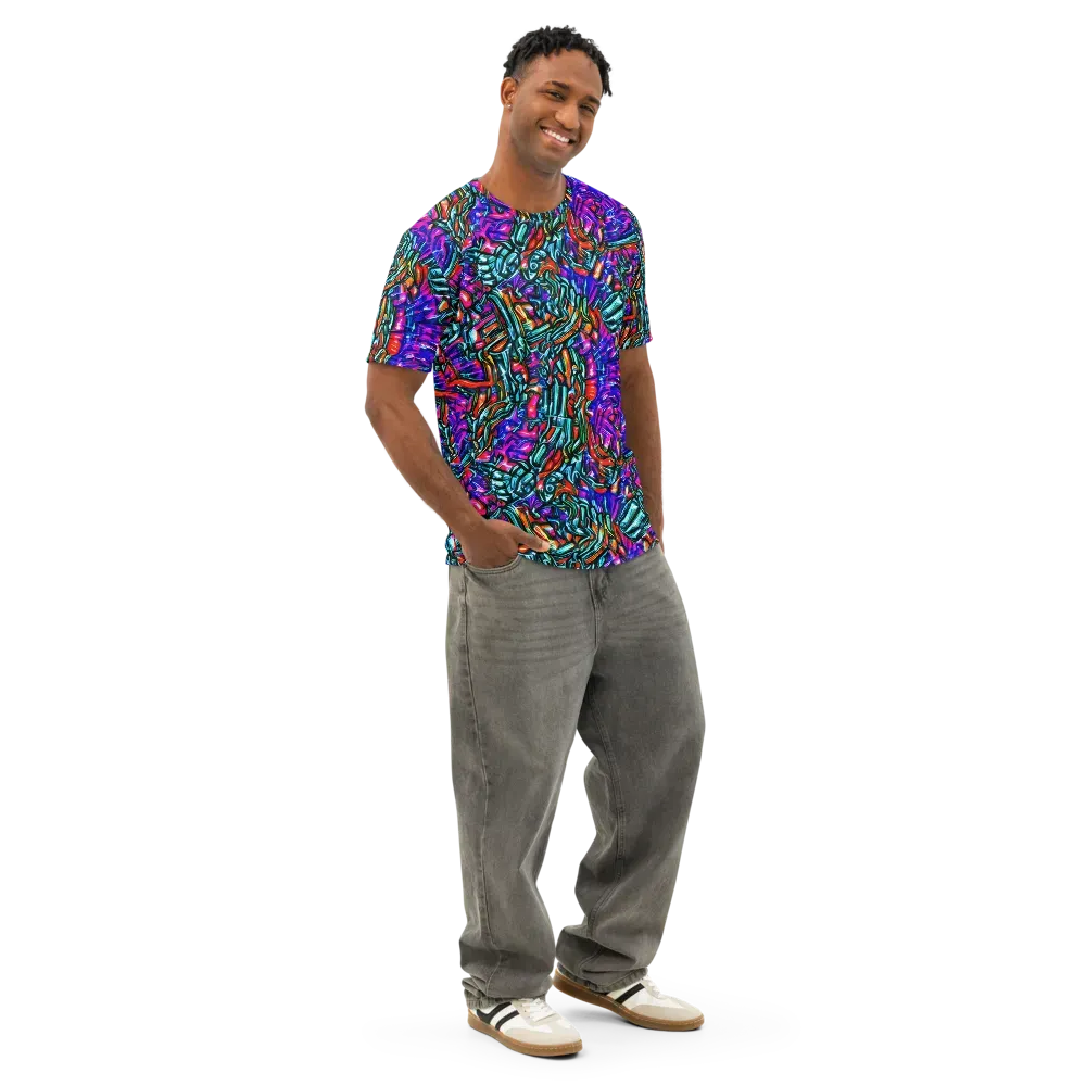 Electric Bamboo Nocturne on Men's Cotton Crew Neck T-Shirt — Right Front